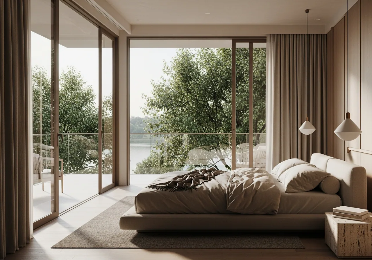 Primary bedroom with lake view
